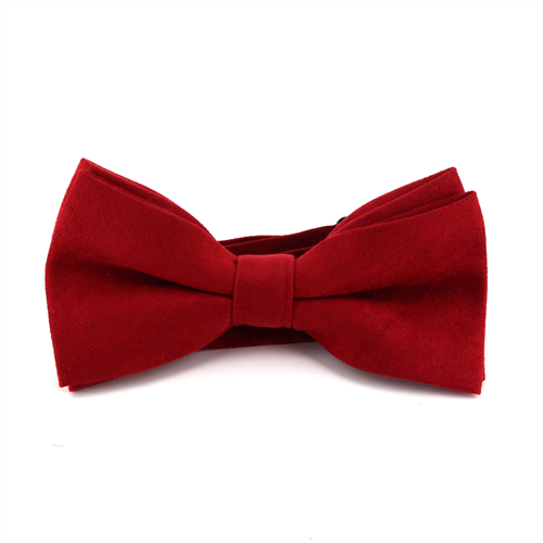 Red Suede Plain Bow Tie