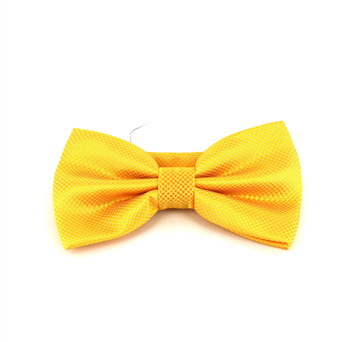 Yellow Checkered Solid Bow Tie