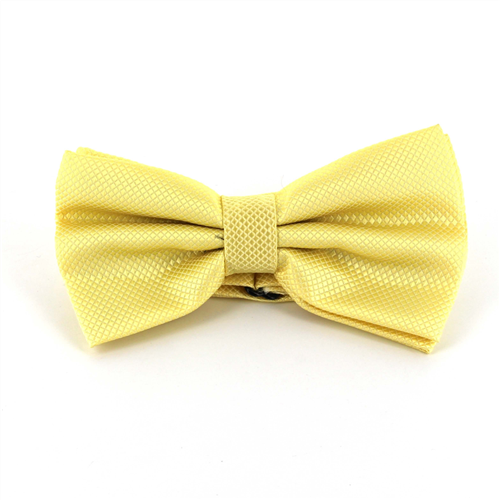 Light Yellow Checkered Solid Bow Tie