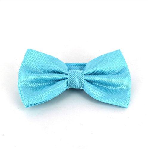 Light Blue Checkered Solid Bow Tie