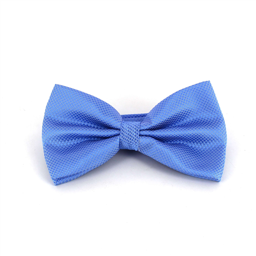 Light Blue Checkered Solid Bow Tie