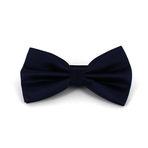 Dark Blue Checkered Solid Bow Tie