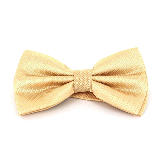 Solid Beige Checkered Bow Tie