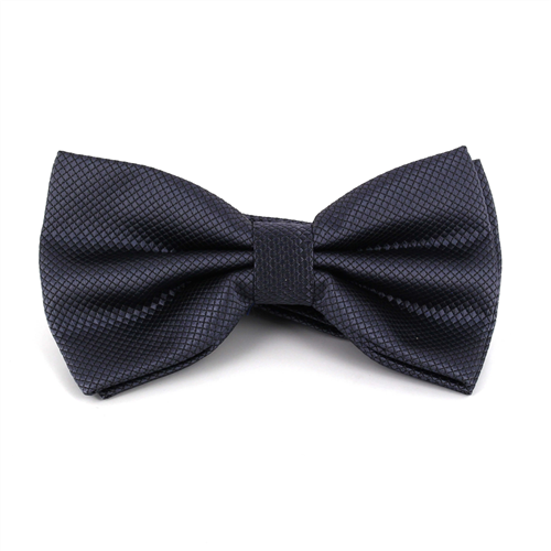 Dark Grey Checkered Solid Bow Tie