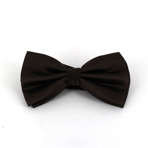 Brown Checkered Solid Bow Tie