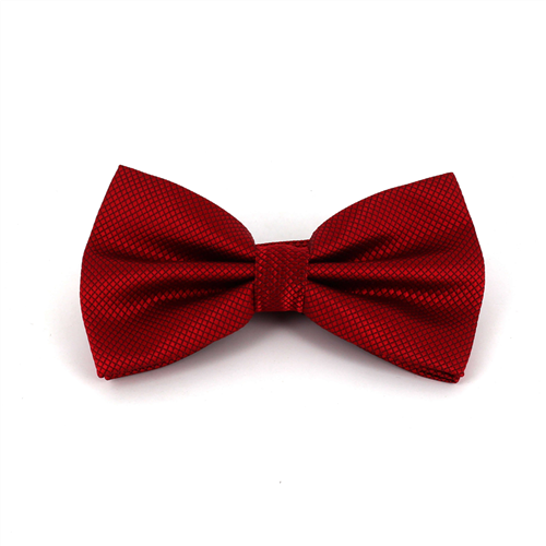 Dark Red Checkered Solid Bow Tie
