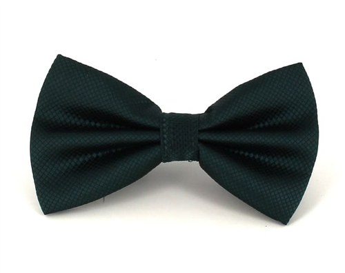 Dark Green Checkered Solid Bow Tie