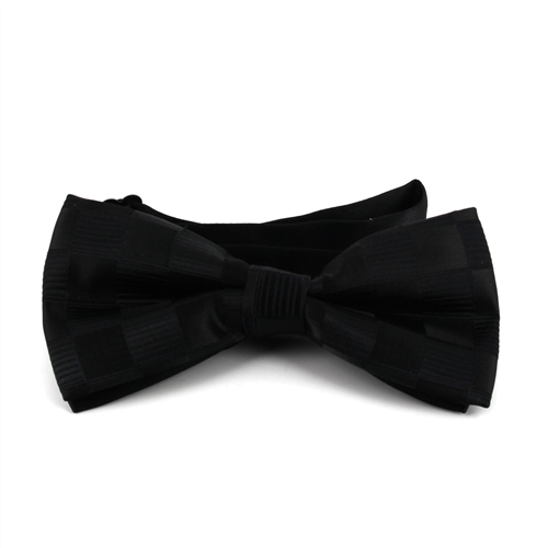 Black Checkered Solid Bow Tie