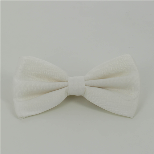 White Herringbone Solid Bow Tie