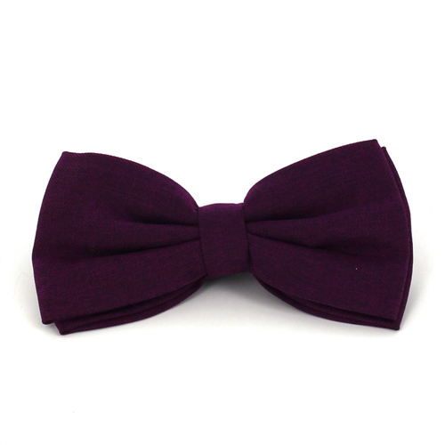 Solid Purple Herringbone Bow Tie