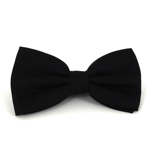 Black Herringbone Solid Bow Tie