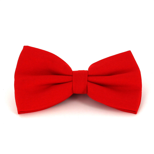 Solid Red Herringbone Bow Tie