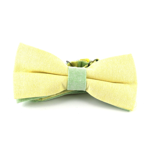 Solid Yellow and Green Oxford Bow Tie