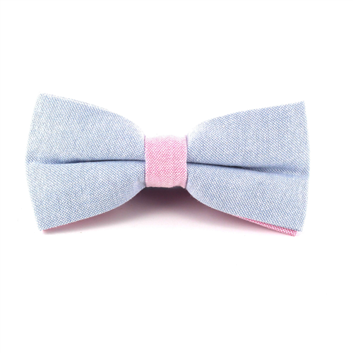 Solid Light Blue and Pink Oxford Bow Tie