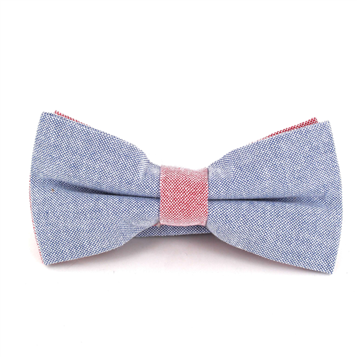 Solid Oxford Blue and Red Bow Tie