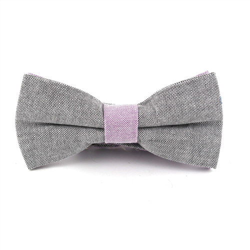 Solid Oxford Grey and Lilac Bow Tie