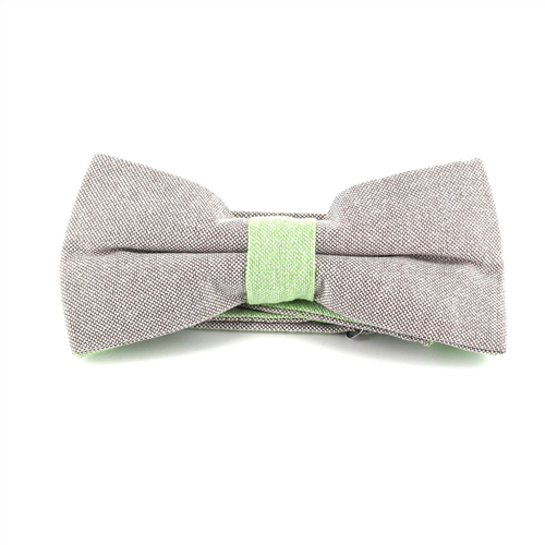 Solid Oxford Grey and Green Bow Tie