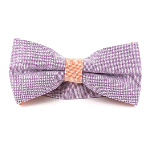 Solid Oxford Lilac and Orange Bow Tie