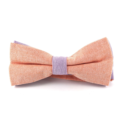 Solid Orange and Lilac Oxford Bow Tie