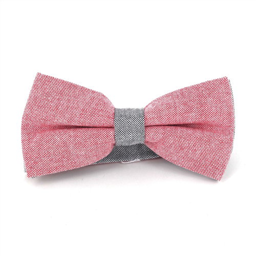 Solid Red and Grey Oxford Bow Tie