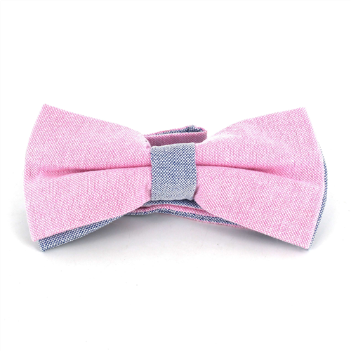 Solid Oxford Pink and Blue Bow Tie