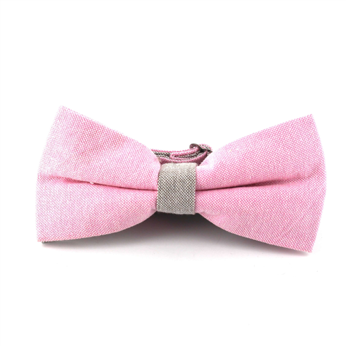 Solid Pink and Gray Oxford Bow Tie