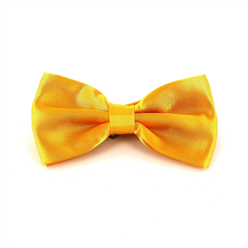 Yellow Satin Solid Bow Tie