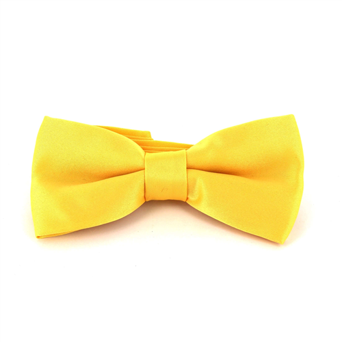 Matte Yellow Satin Solid Bow Tie