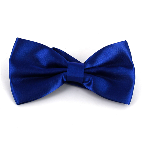 Solid Satin Blue Bow Tie