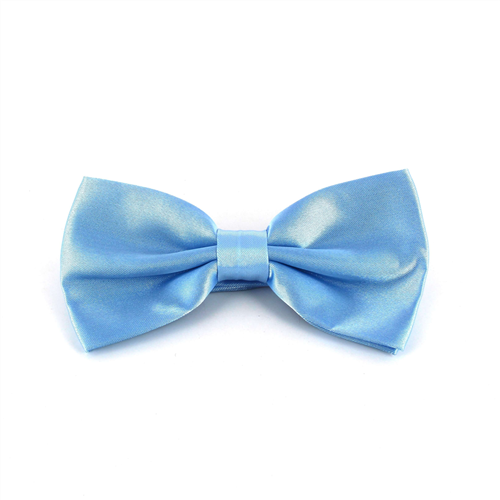 Solid Light Blue Satin Bow Tie