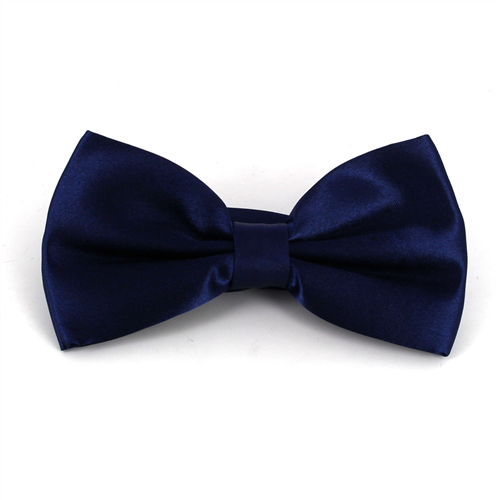 Solid Navy Satin Bow Tie