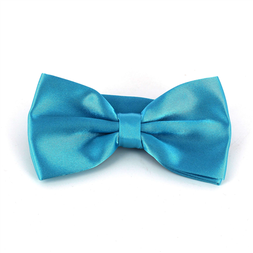 Turquoise Blue Satin Solid Bow Tie
