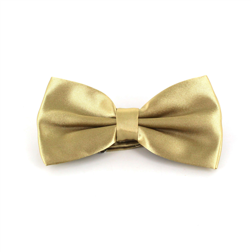 Beige Satin Solid Bow Tie