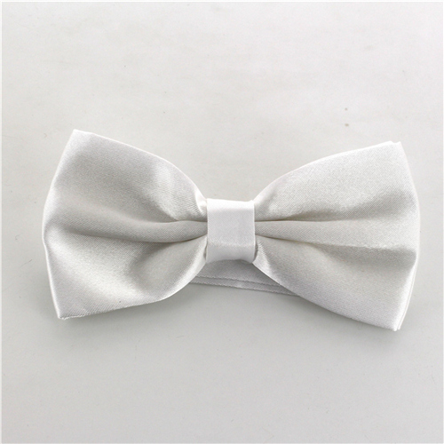 White Satin Solid Bow Tie