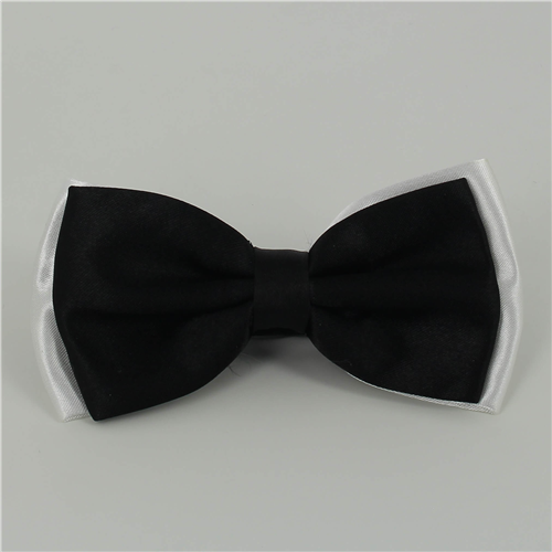 White and Black Satin Solid Bow Tie