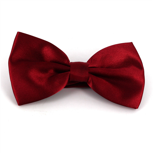 Solid Burgundy Satin Bow Tie