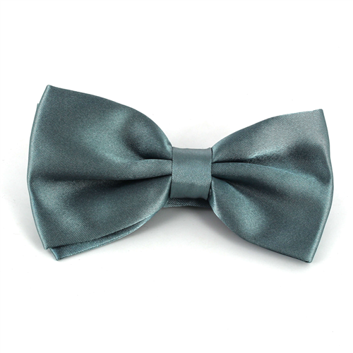 Grey Satin Solid Bow Tie