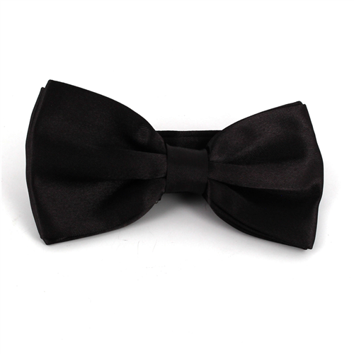 Black Satin Solid Bow Tie