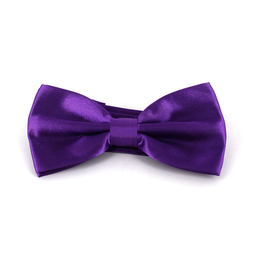 Solid Purple Satin Bow Tie