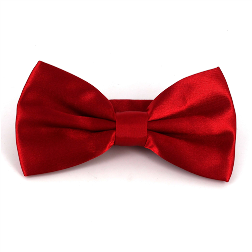 Red Satin Solid Bow Tie