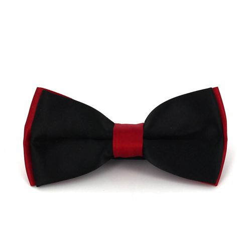 Red and Black Satin Solid Bow Tie