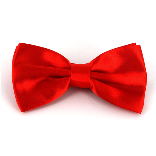 Light Red Satin Solid Bow Tie
