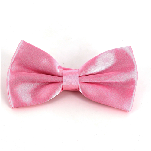 Solid Pink Satin Bow Tie