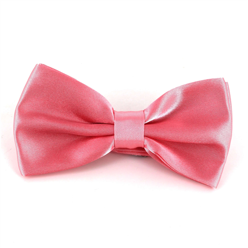 Coral Pink Satin Solid Bow Tie