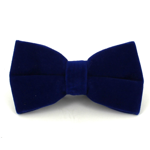 Solid Blue Velvet Bow Tie