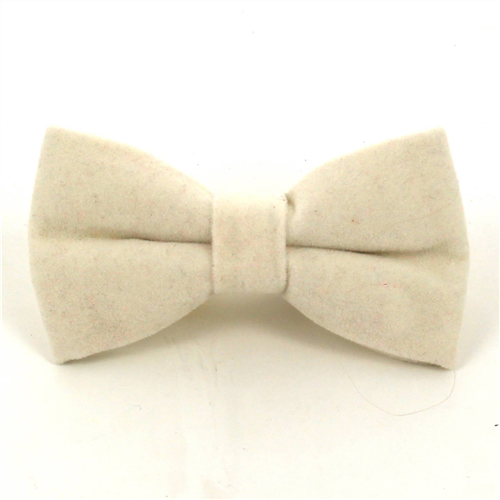 White Velvet Solid Bow Tie