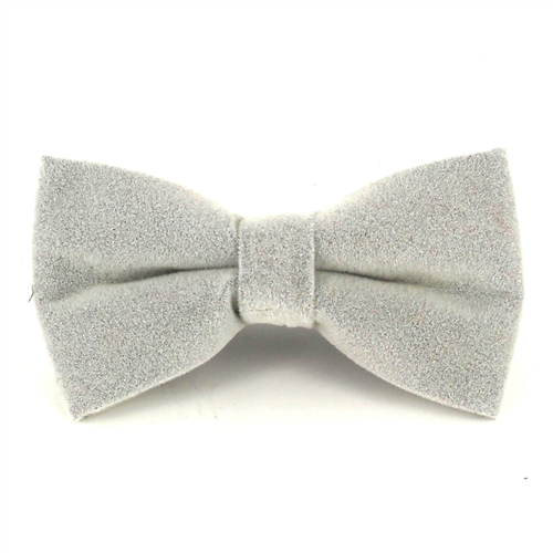 Grey Velvet Solid Bow Tie