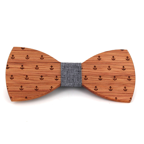 Wooden Bow Tie with Anchors