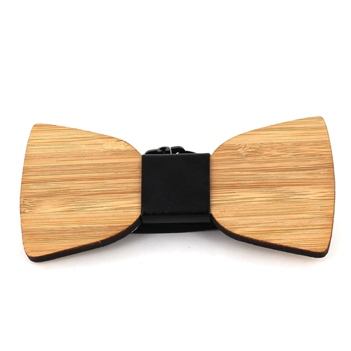 Bamboo Wood and Leather Bow Tie