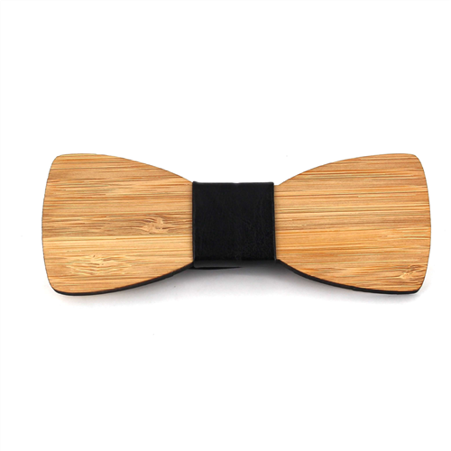 Bamboo Wood and Leather Bow Tie